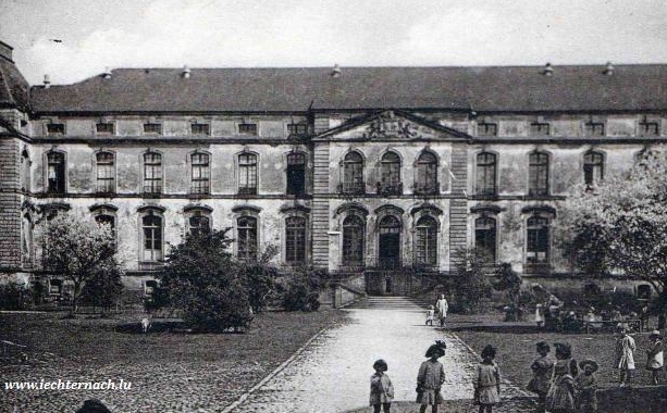 old postcard of the abbey in Echternach